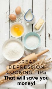 When it comes to cooking, these simple great depression cooking tips will help you save money on feeding your family. You may already be doing some! #frugalliving #savingmoney #frugalnavywife #greatdepression | Frugal Living | Saving Money Tips | Great Depression Tips