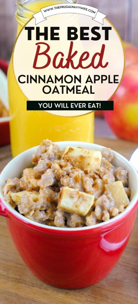 Apple Cinnamon Baked Oatmeal is a delicious and nutritious breakfast dish with juicy apples, warm cinnamon, and hearty oats. #frugalnavywife #oatmealrecipe #applerecipe #fallrecipes #breakfastrecipe #easyrecipe | Fall Recipes | Apple Recipes | Oatmeal Recipe | Breakfast Recipe Ideas | Easy Recipes