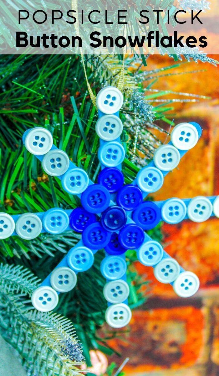 Easy DIY Button Snowflake - Popsicle Stick Snowflake Craft - The