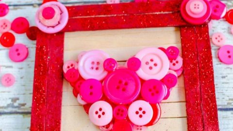 Easy DIY Valentine Red Glitter Heart Sign Made with Popsicle Sticks!