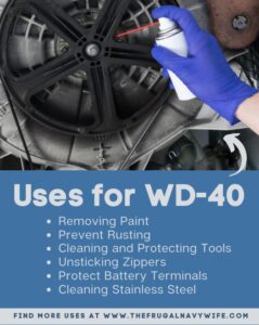 Check out these uses for WD-40 that make tackling everyday challenges simpler, more efficient, and incredibly satisfying. #WD40 #frugalliving #usesfor #frugalnavywife | Frugal Living | Uses For | WD-40 | Frugal Living Tips |