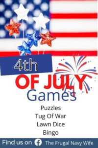 Celebrate the spirit of Independence Day with a lineup of exciting 4th of July games that are sure to ignite fun at your patriotic gathering. #4thofjuly #patriotic #games #frugalnavywife #friends #family #celebration | 4th of July | Games | Patriotic | Family | Friends | Holiday |